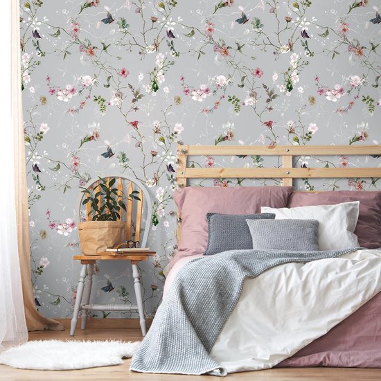 550x550-16097.jpg Unyqoos® Zelfklevend bloemenbehang met vintage vlinderpatroon voor elke ruimte
