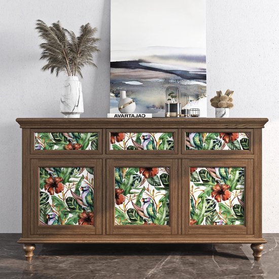 550x550-16136.jpg Unyqoos® Roodbruin zelfklevend vinylbehang met botanisch patroon voor diverse oppervlakken 44,5 cm × 7 m