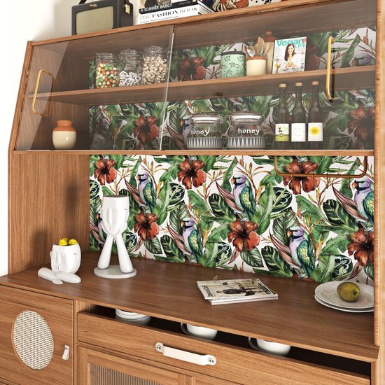 550x550-16138.jpg Unyqoos® Roodbruin zelfklevend vinylbehang met botanisch patroon voor diverse oppervlakken 44,5 cm × 7 m
