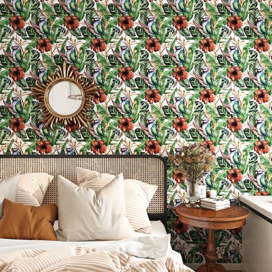 550x550-16139.jpg Unyqoos® Roodbruin zelfklevend vinylbehang met botanisch patroon voor diverse oppervlakken 44,5 cm × 7 m