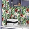 550x550-16140.jpg Unyqoos® Roodbruin zelfklevend vinylbehang met botanisch patroon voor diverse oppervlakken 44,5 cm × 7 m