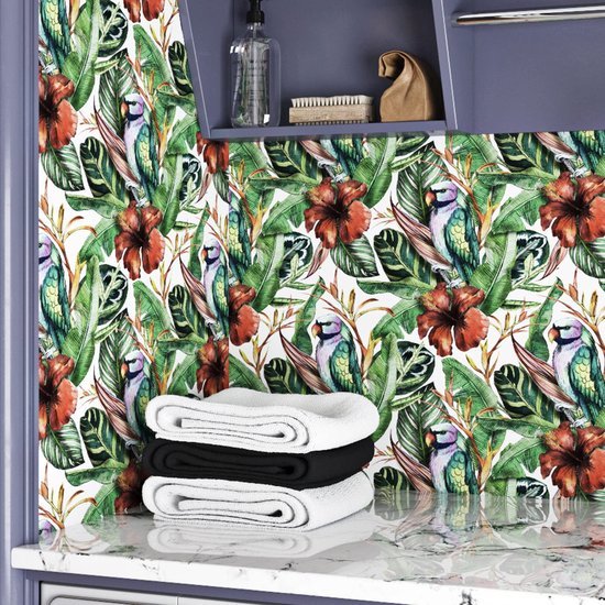 550x550-16140.jpg Unyqoos® Roodbruin zelfklevend vinylbehang met botanisch patroon voor diverse oppervlakken 44,5 cm × 7 m