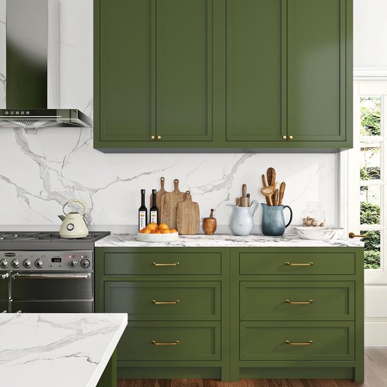 Unyqoos® Waterdichte Zelfklevende Olijfgroene Meubelfolie voor Woonkamer, Slaapkamer en Keuken 40 x 200 cm