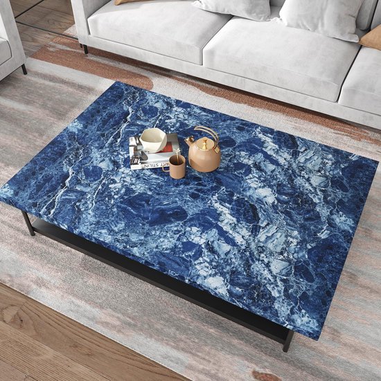 Unyqoos® Blauwe marmerlook zelfklevende folie voor keuken en badkamer, waterdicht