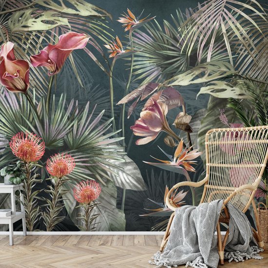550x550-16313.jpg Unyqoos® Roze bloemen fotobehang voor woonkamer of slaapkamer wanddecoratie