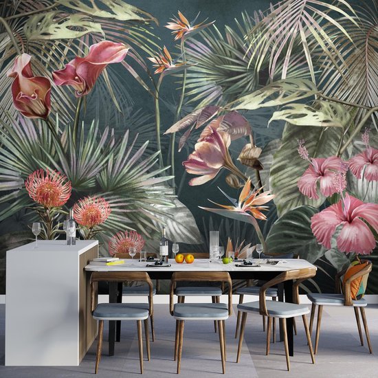 550x550-16316.jpg Unyqoos® Roze bloemen fotobehang voor woonkamer of slaapkamer wanddecoratie