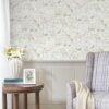 Unyqoos® Vintage Bloemenbehang Zelfklevend Vinyl voor Diverse Interieurtoepassingen, 44 x 300 cm, Beige