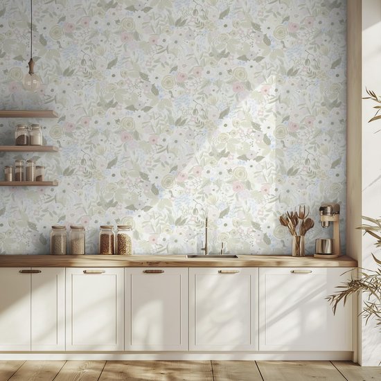 Unyqoos® Vintage Bloemenbehang Zelfklevend Vinyl voor Diverse Interieurtoepassingen, 44 x 300 cm, Beige