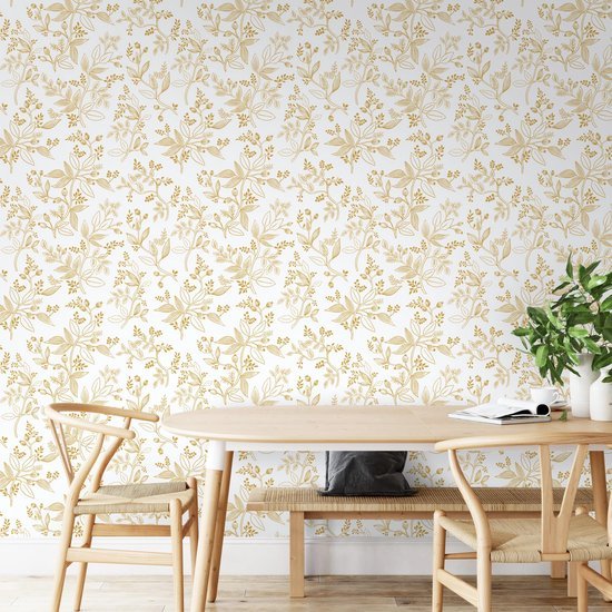 550x550-16342.jpg Unyqoos® Vintage zelfklevend bloemenbehang in wit en goud voor interieurdecoratie