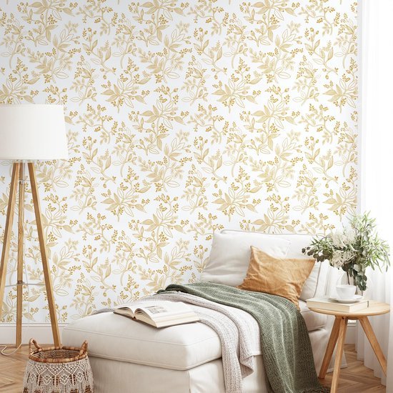 550x550-16343.jpg Unyqoos® Vintage zelfklevend bloemenbehang in wit en goud voor interieurdecoratie