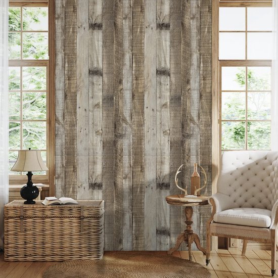 Unyqoos® Zelfklevende houtlook folie voor meubels en muren, waterdicht en krasbestendig 90 x 300 cm