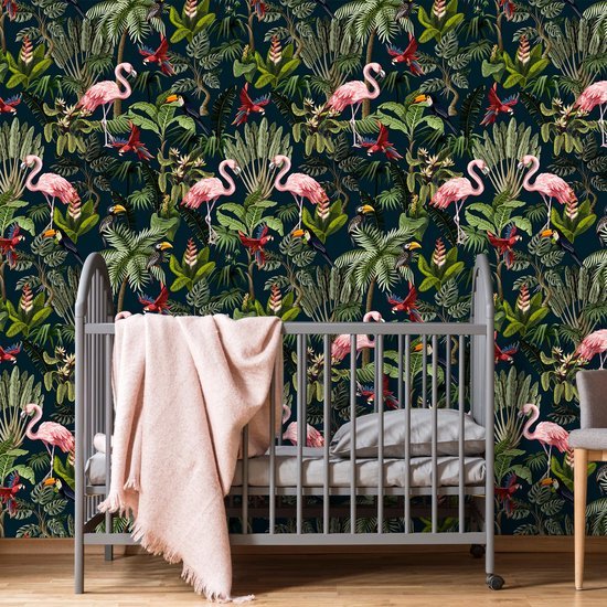 550x550-16383.jpg Unyqoos® Tropisch junglebehang met dieren en bloemen voor een exotische sfeer