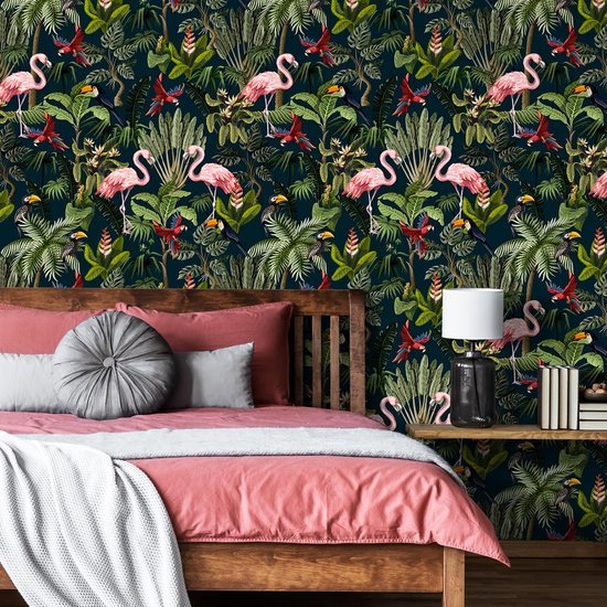 550x550-16384.jpg Unyqoos® Tropisch junglebehang met dieren en bloemen voor een exotische sfeer