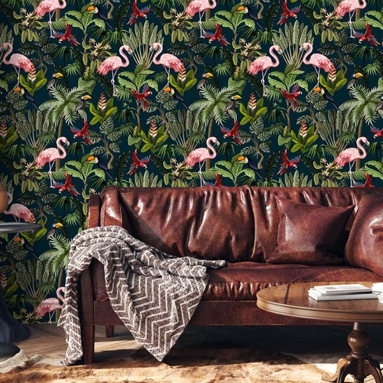 550x550-16386.jpg Unyqoos® Tropisch junglebehang met dieren en bloemen voor een exotische sfeer