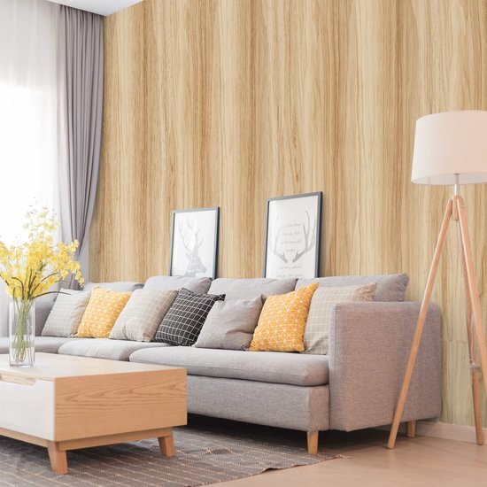 Unyqoos® Gele zelfklevende houtlook meubelfolie voor veelzijdige interieurdecoratie, 40 x 500 cm