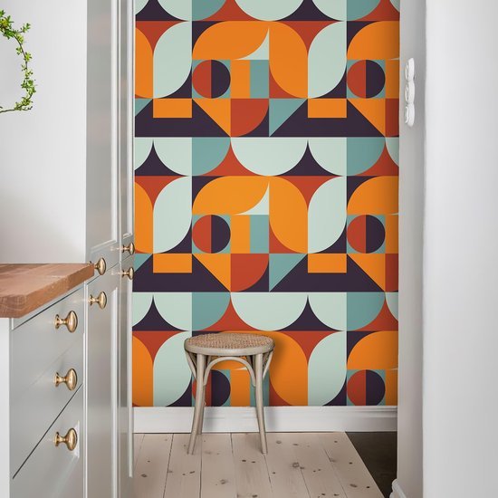 550x550-16426.jpg Unyqoos® Zelfklevend geometrisch patroonbehang met oranje en blauwe tinten voor interieurdecoratie