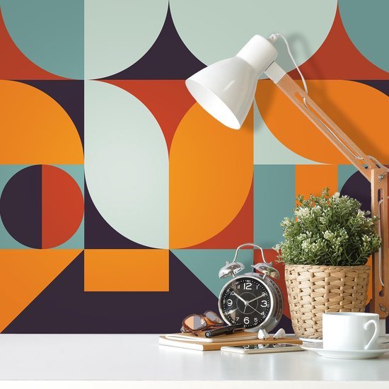 550x550-16427.jpg Unyqoos® Zelfklevend geometrisch patroonbehang met oranje en blauwe tinten voor interieurdecoratie