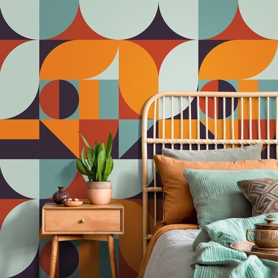 550x550-16428.jpg Unyqoos® Zelfklevend geometrisch patroonbehang met oranje en blauwe tinten voor interieurdecoratie