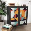 550x550-16430.jpg Unyqoos® Zelfklevend geometrisch patroonbehang met oranje en blauwe tinten voor interieurdecoratie