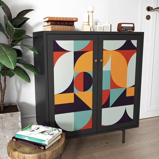 550x550-16430.jpg Unyqoos® Zelfklevend geometrisch patroonbehang met oranje en blauwe tinten voor interieurdecoratie