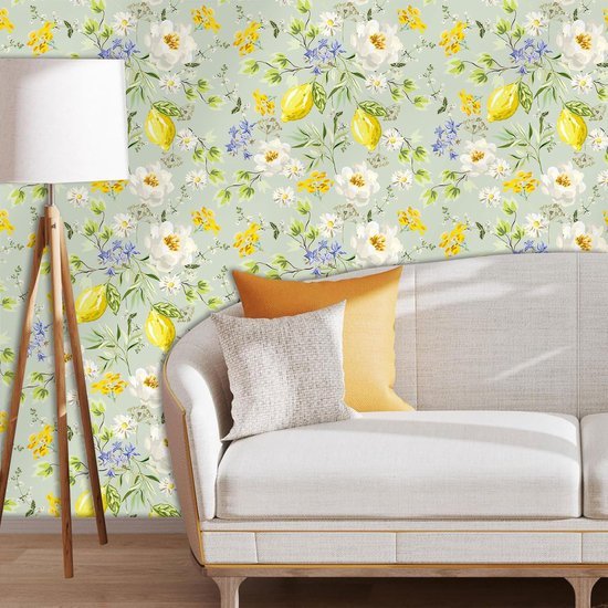 550x550-16471.jpg Unyqoos® Zelfklevend bloemenbehang met citroenboom motief voor muren en meubels