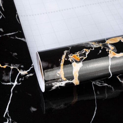 Unyqoos® Stijlvolle Mat Zwart Marmerpatroon Zelfklevend Behang voor Meubels en Wanden, 40 cm x 3 m