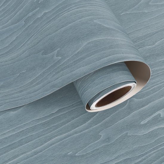 Unyqoos® Zelfklevend Houtlook Behang in Elegante Blauw Tinten voor Meubelrenovatie