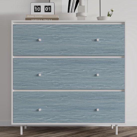 Unyqoos® Zelfklevend Houtlook Behang in Elegante Blauw Tinten voor Meubelrenovatie