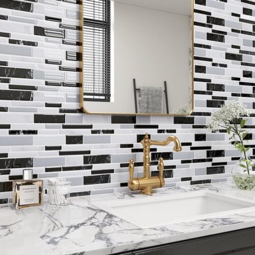 550x550-16499.jpg Unyqoos® Zelfklevende grijze marmerlook tegelstickers voor badkamer en keuken