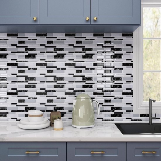 Unyqoos® Zelfklevende grijze marmerlook tegelstickers voor badkamer en keuken