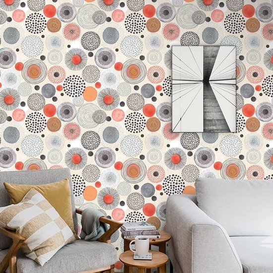 Unyqoos® Waterdichte zelfklevende vinylbehang met cirkelpatroon voor diverse ruimtes