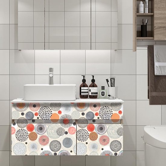 Unyqoos® Waterdichte zelfklevende vinylbehang met cirkelpatroon voor diverse ruimtes