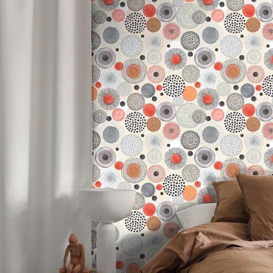 Unyqoos® Waterdichte zelfklevende vinylbehang met cirkelpatroon voor diverse ruimtes
