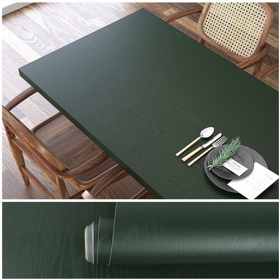 Unyqoos® Donkergroene Zelfklevende Houtlook Folie voor Meubels en Wanden, 40 cm x 300 cm