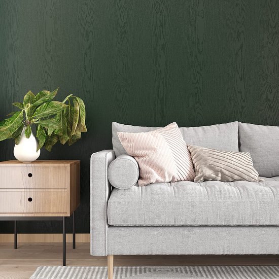Unyqoos® Donkergroene Zelfklevende Houtlook Folie voor Meubels en Wanden, 40 cm x 300 cm