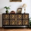 550x550-16577.jpg Unyqoos® Zelfklevend bloemenbehang met goud en zwart voor luxe interieur