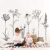 Unyqoos® Grote Zwarte Bloemen Muursticker voor Elegante Woonkamer en Slaapkamer Decoratie, zwart