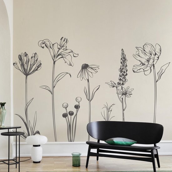 Unyqoos® Grote Zwarte Bloemen Muursticker voor Elegante Woonkamer en Slaapkamer Decoratie, zwart