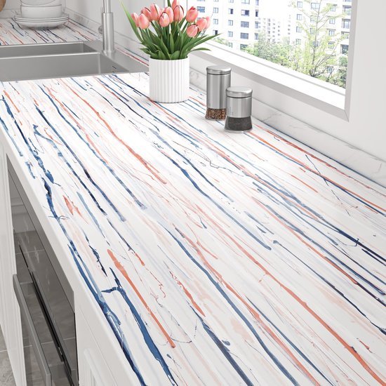 550x550-16666.jpg Unyqoos® Zelfklevende decoratieve meubelfolie met kleurrijke strepen voor veelzijdig gebruik
