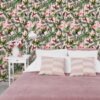 Unyqoos® Zelfklevend tropisch bloemenbehang met flamingo's voor een exotische woonstijl