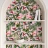 Unyqoos® Zelfklevend tropisch bloemenbehang met flamingo's voor een exotische woonstijl