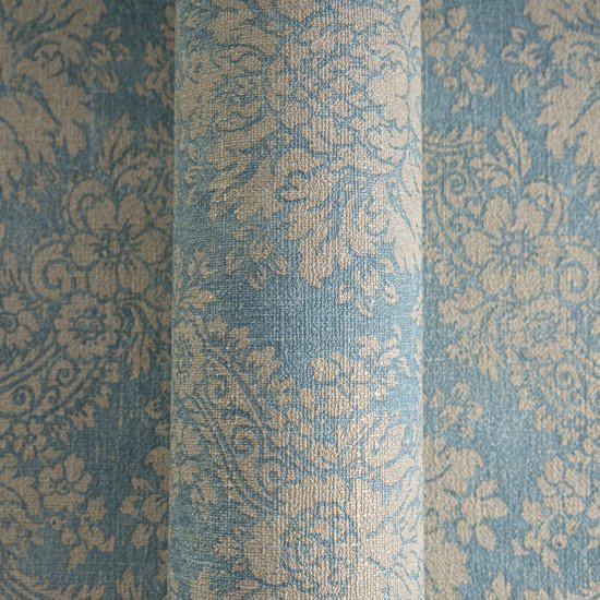 550x550-16701.jpg Unyqoos® Stijlvol Vliesbehang met Barok Bloemenpatroon en Metallic Accenten, bruin-blauw