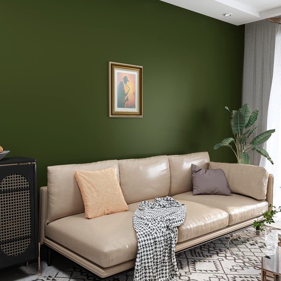 Unyqoos® Olijfgroene Zelfklevende Decoratieve Folie voor Meubels en Wanden 40 cm x 200 cm, Waterdicht en Afneembaar