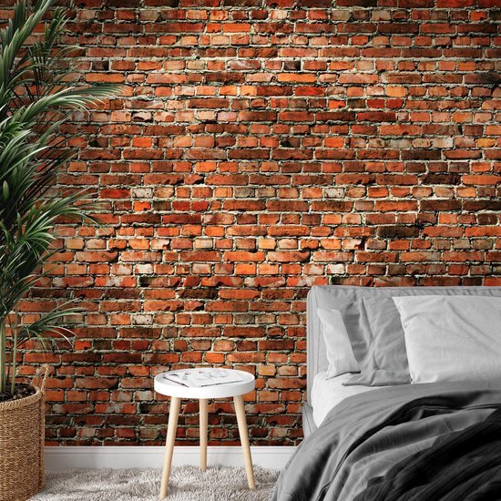 550x550-16733.jpg Unyqoos® Vliesfotobehang met Rood Baksteenpatroon voor Slaapkamer en Woonkamer