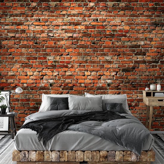 550x550-16734.jpg Unyqoos® Vliesfotobehang met Rood Baksteenpatroon voor Slaapkamer en Woonkamer