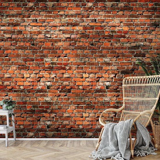 550x550-16735.jpg Unyqoos® Vliesfotobehang met Rood Baksteenpatroon voor Slaapkamer en Woonkamer