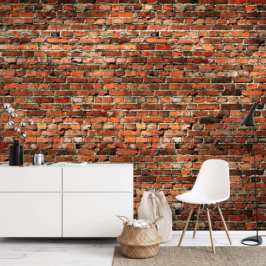 550x550-16736.jpg Unyqoos® Vliesfotobehang met Rood Baksteenpatroon voor Slaapkamer en Woonkamer