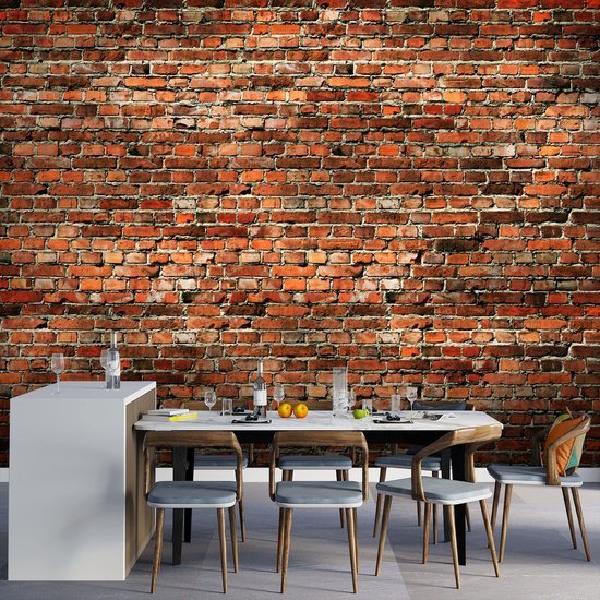 550x550-16737.jpg Unyqoos® Vliesfotobehang met Rood Baksteenpatroon voor Slaapkamer en Woonkamer