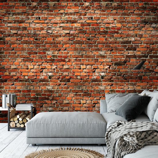 550x550-16738.jpg Unyqoos® Vliesfotobehang met Rood Baksteenpatroon voor Slaapkamer en Woonkamer