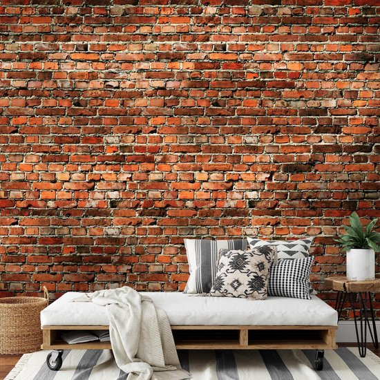 550x550-16739.jpg Unyqoos® Vliesfotobehang met Rood Baksteenpatroon voor Slaapkamer en Woonkamer